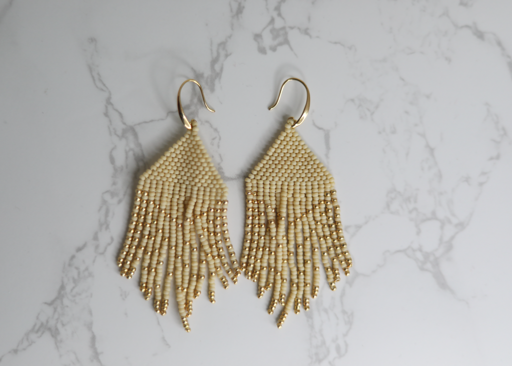 Hand beaded dangle earrings