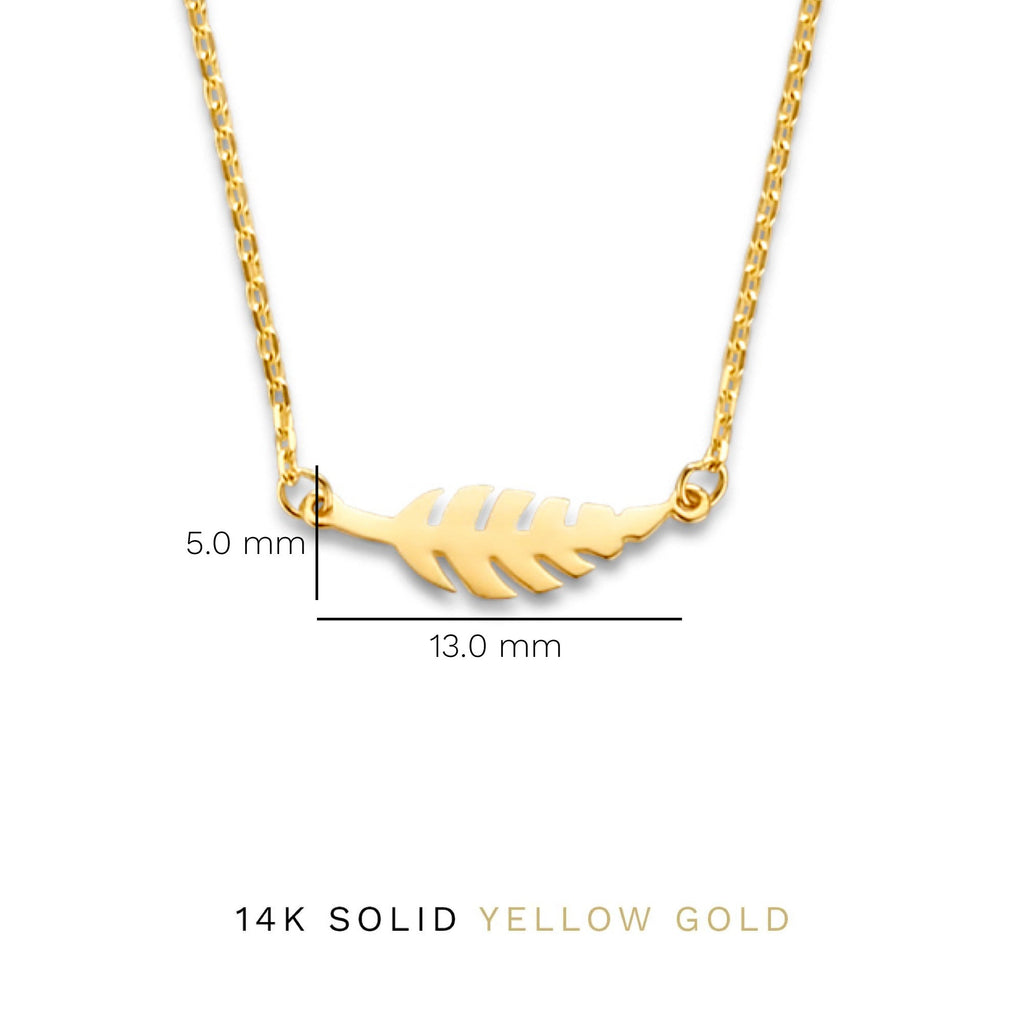 Cadeau d'Isabel 14 karat gold necklace and ear studs set with feather