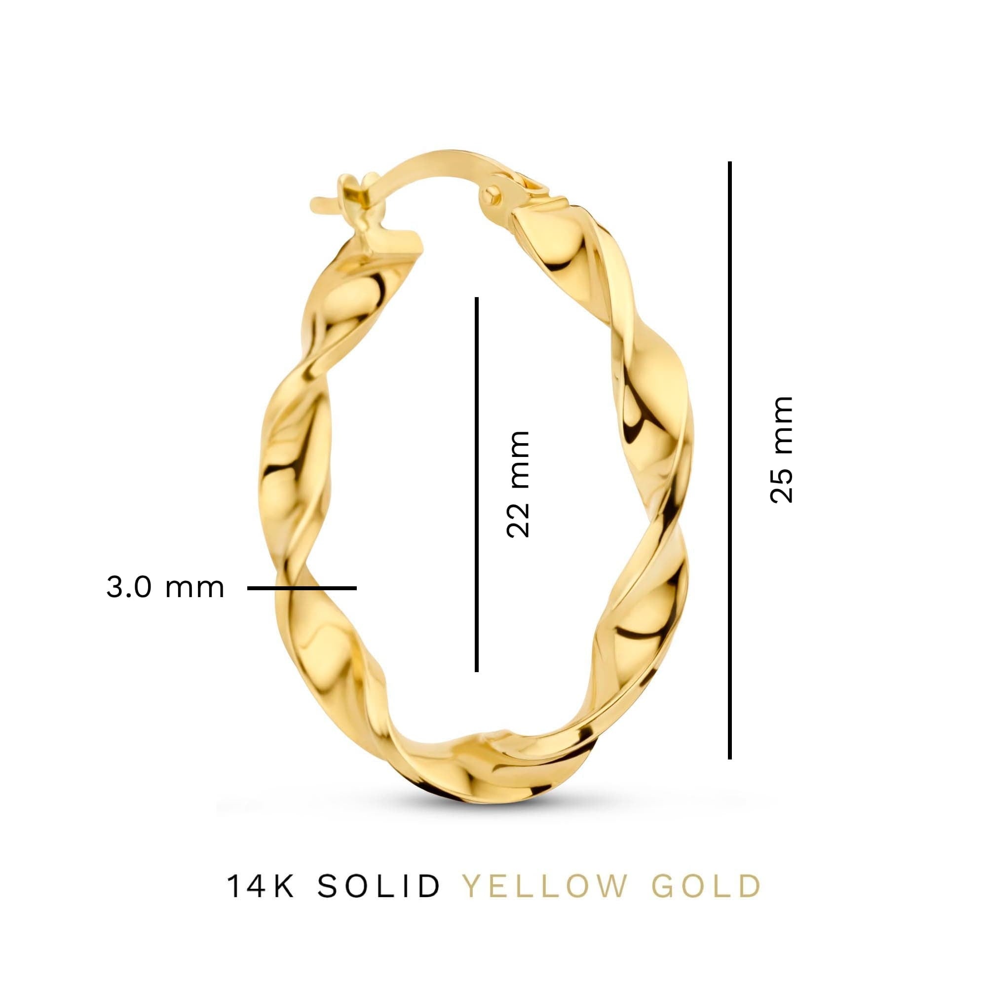 Rivoli Odette 14 karat gold hoop earrings with twist