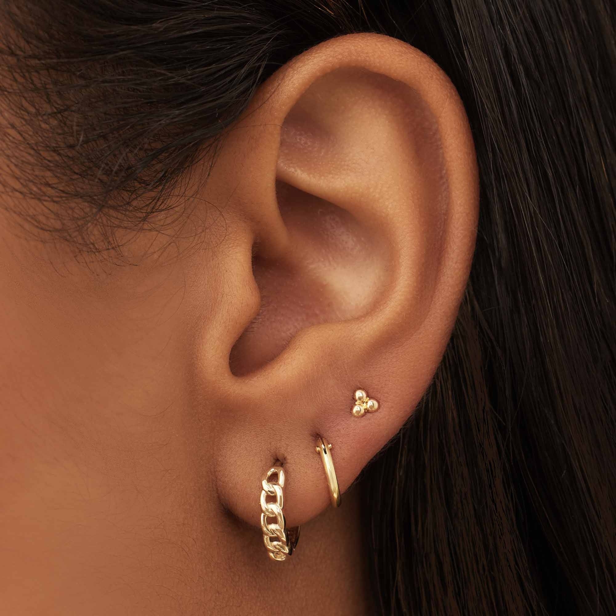 Le Marais Règine 14 karat gold hoop earrings with chains