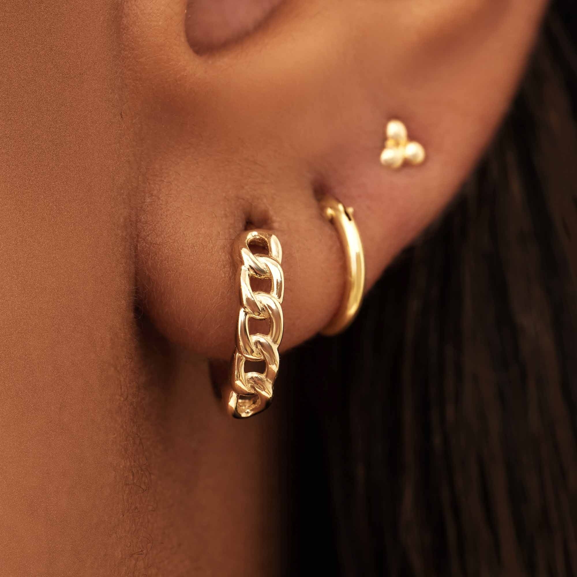Le Marais Règine 14 karat gold hoop earrings with chains