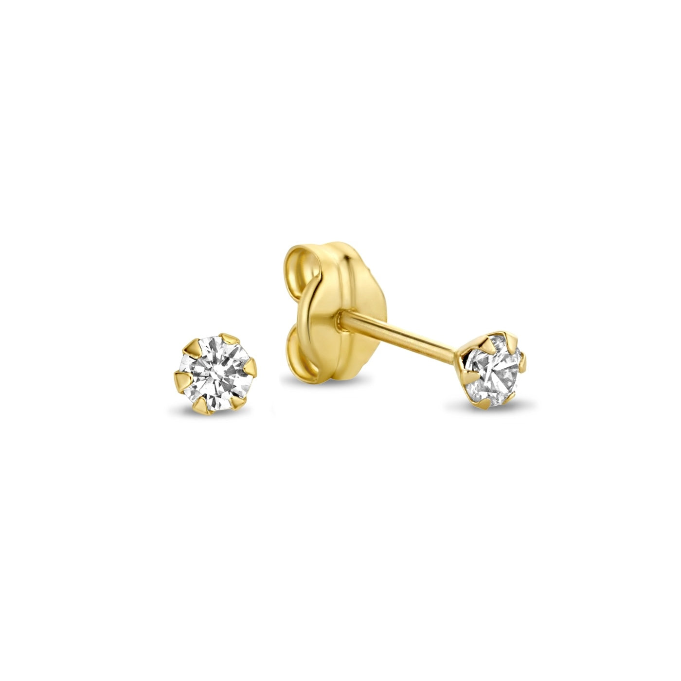 Le Marais De Buci 14 karat gold ear studs with zirconia stones