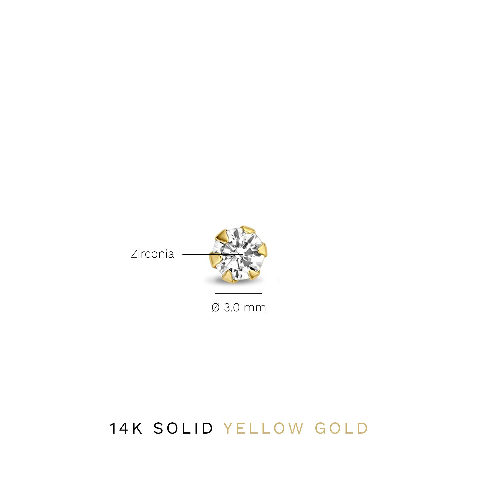 Le Marais De Buci 14 karat gold ear studs with zirconia stones