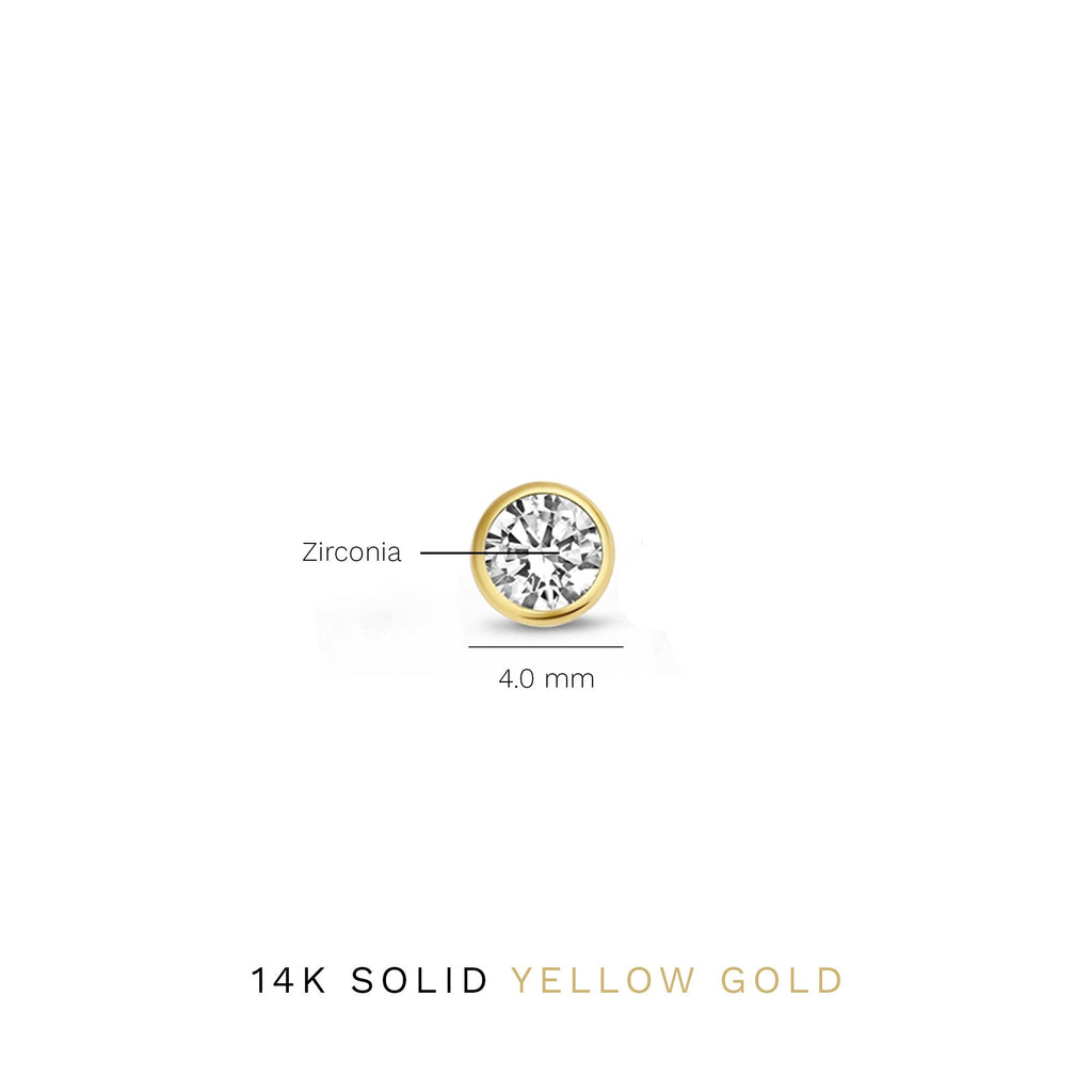 Rivoli Juliette 14 karat gold ear studs with zirconia stone