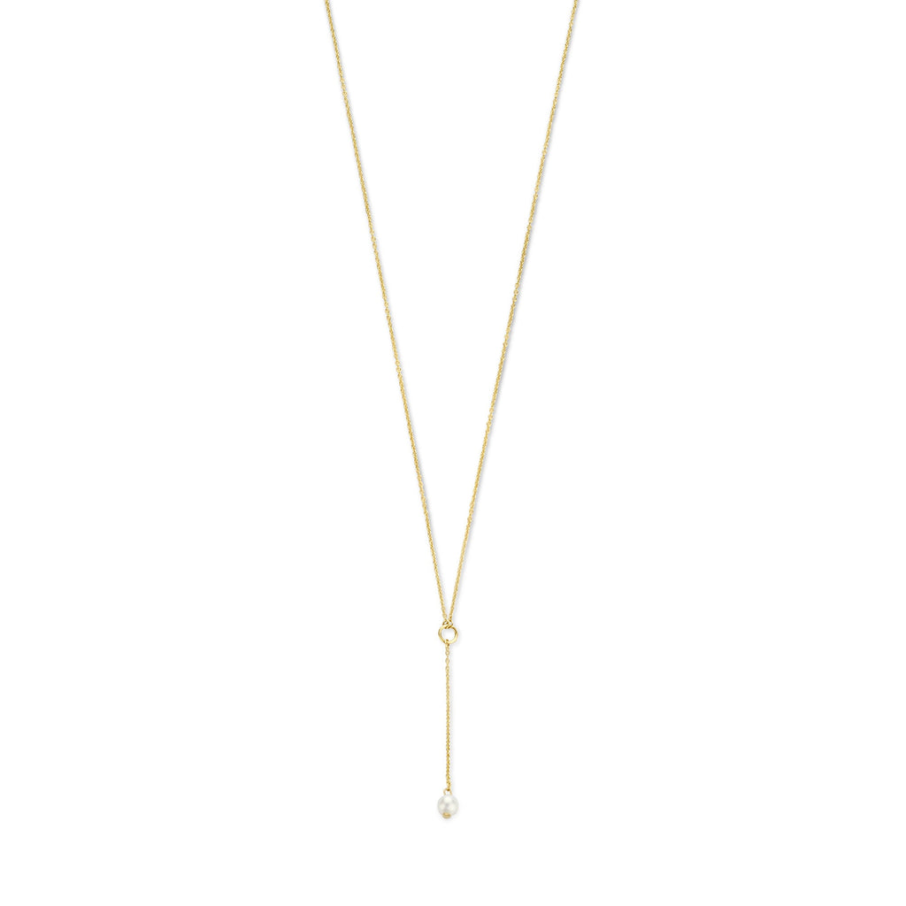Cadeau d'Isabel 14 karat gold necklace and ear studs set with pearls
