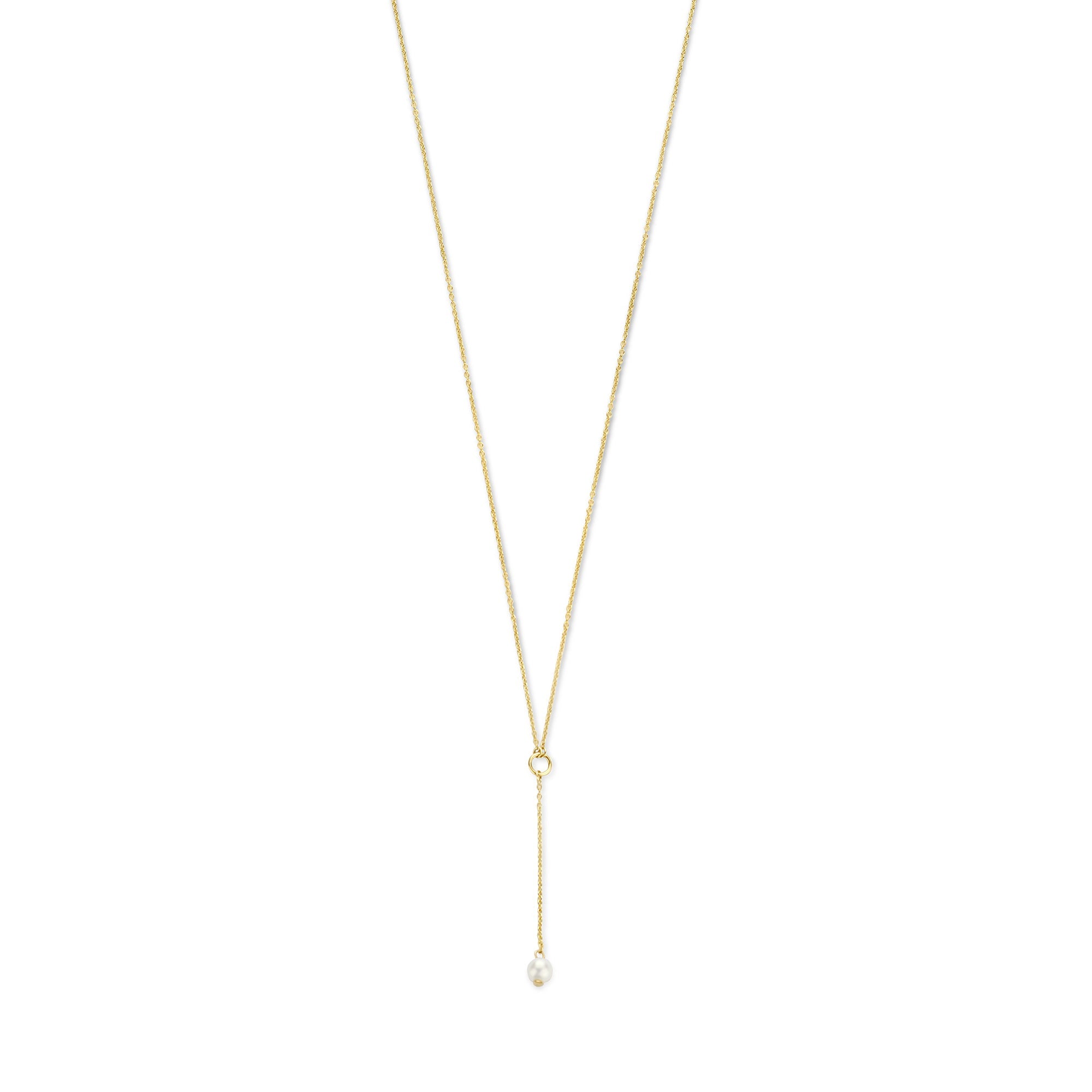 Cadeau d'Isabel 14 karat gold necklace and ear studs set with pearls