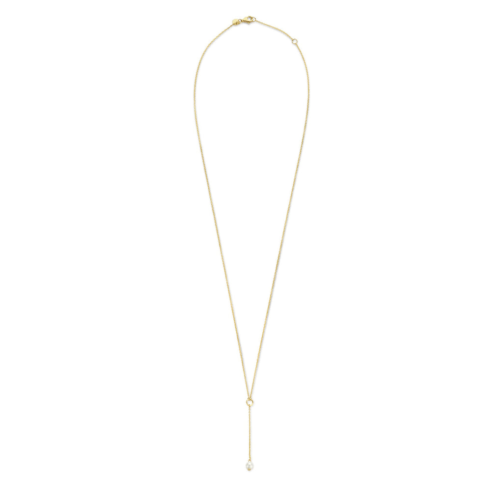 Cadeau d'Isabel 14 karat gold necklace and ear studs set with pearls