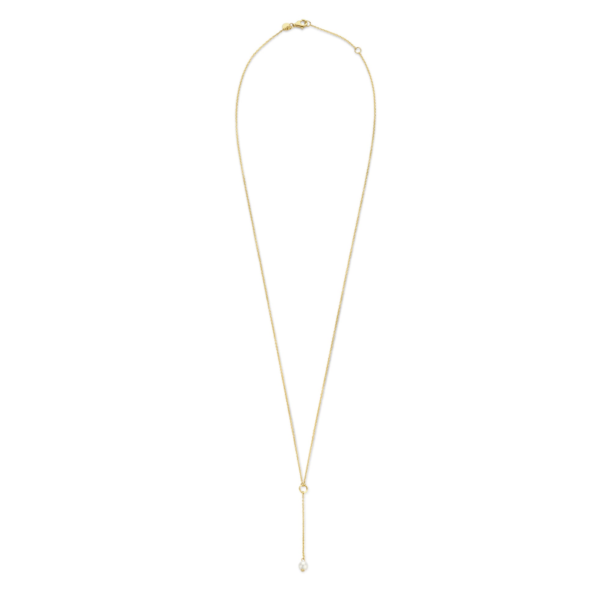 Cadeau d'Isabel 14 karat gold necklace and ear studs set with pearls