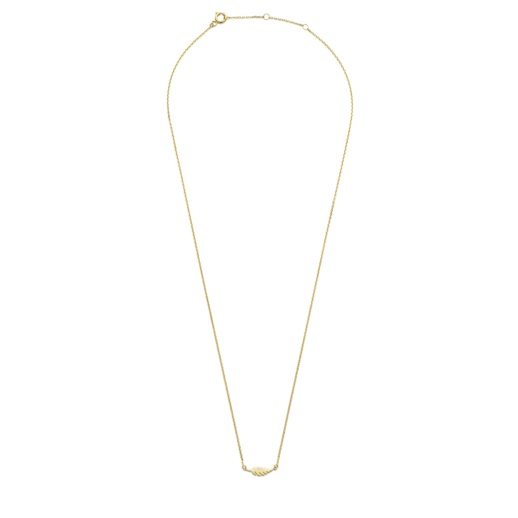 Cadeau d'Isabel 14 karat gold necklace and ear studs set with feather