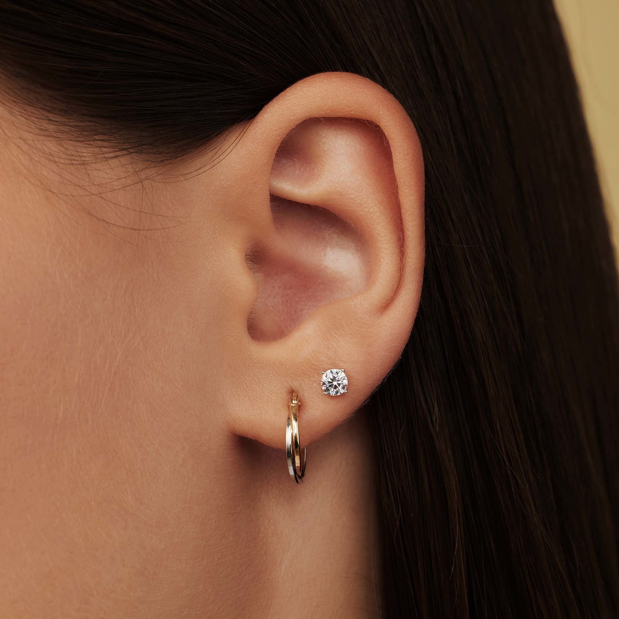 Saint Germain Lourdes 14 karat white gold ear studs with zirconia