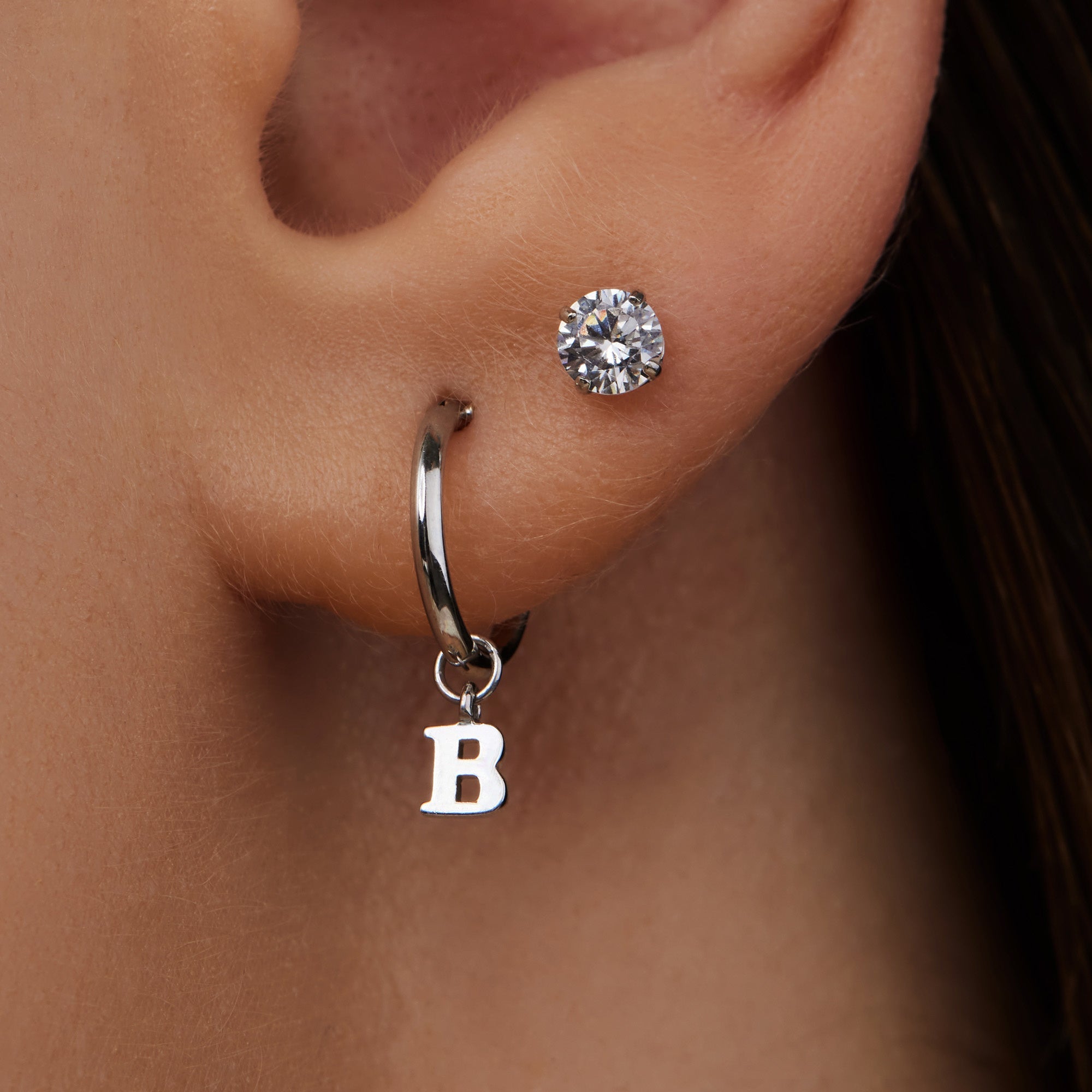 Saint Germain Lourdes 14 karat white gold ear studs with zirconia