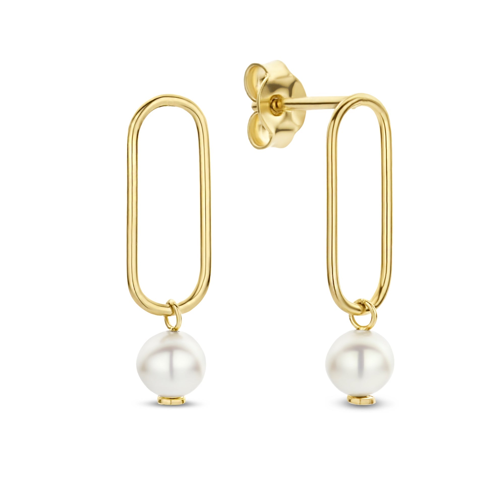 Cadeau d'Isabel 14 karat gold necklace and ear studs set with pearls