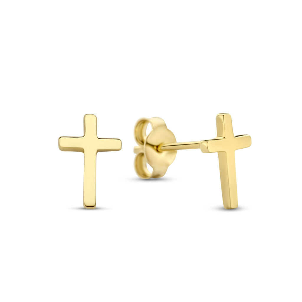 Monceau Solange 14 karat gold stud earrings with cross