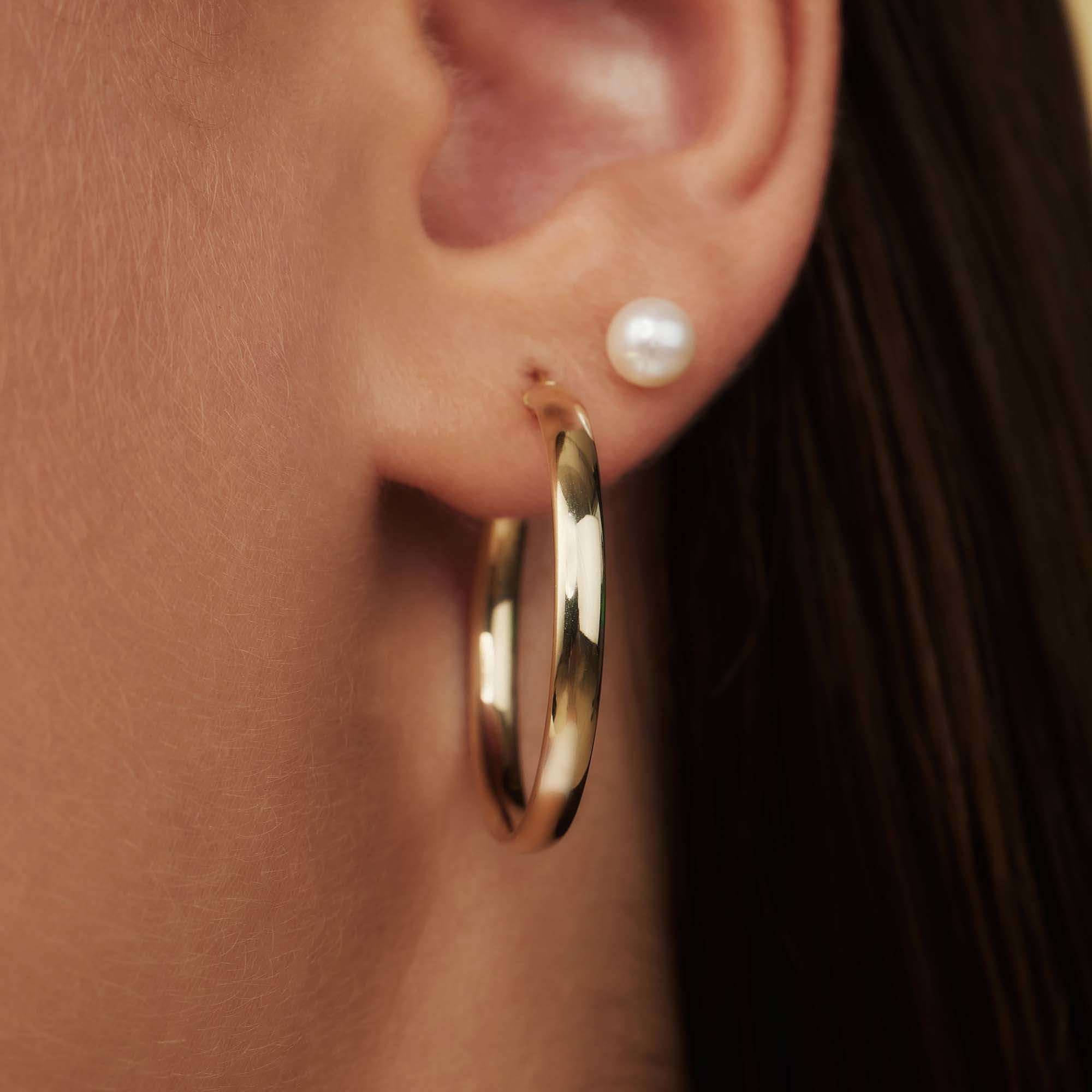 Rivoli Estrella 14 karat gold hoop earrings (27 mm)