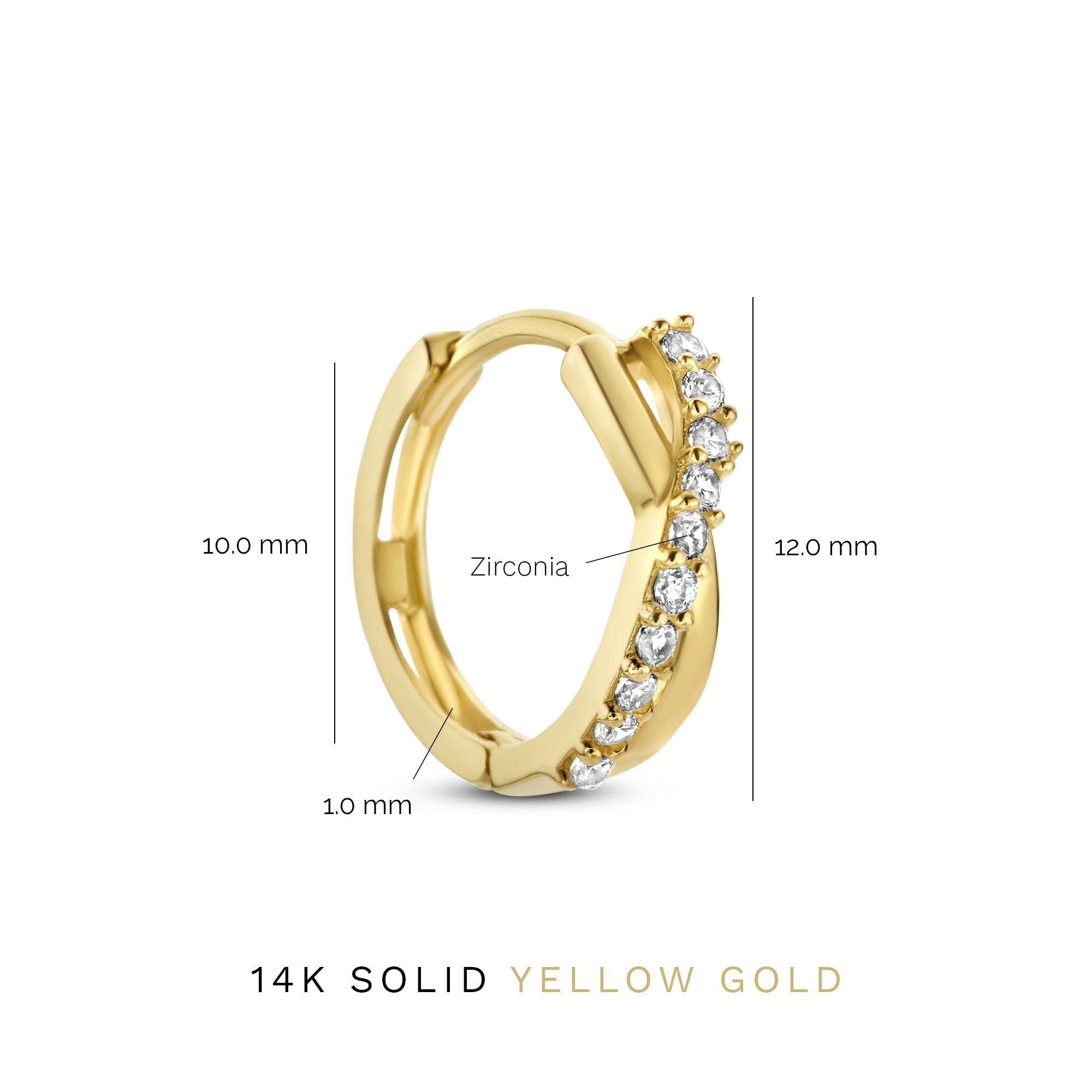 Rivoli Esmée 14 karat gold hoop earrings with zirconia stones