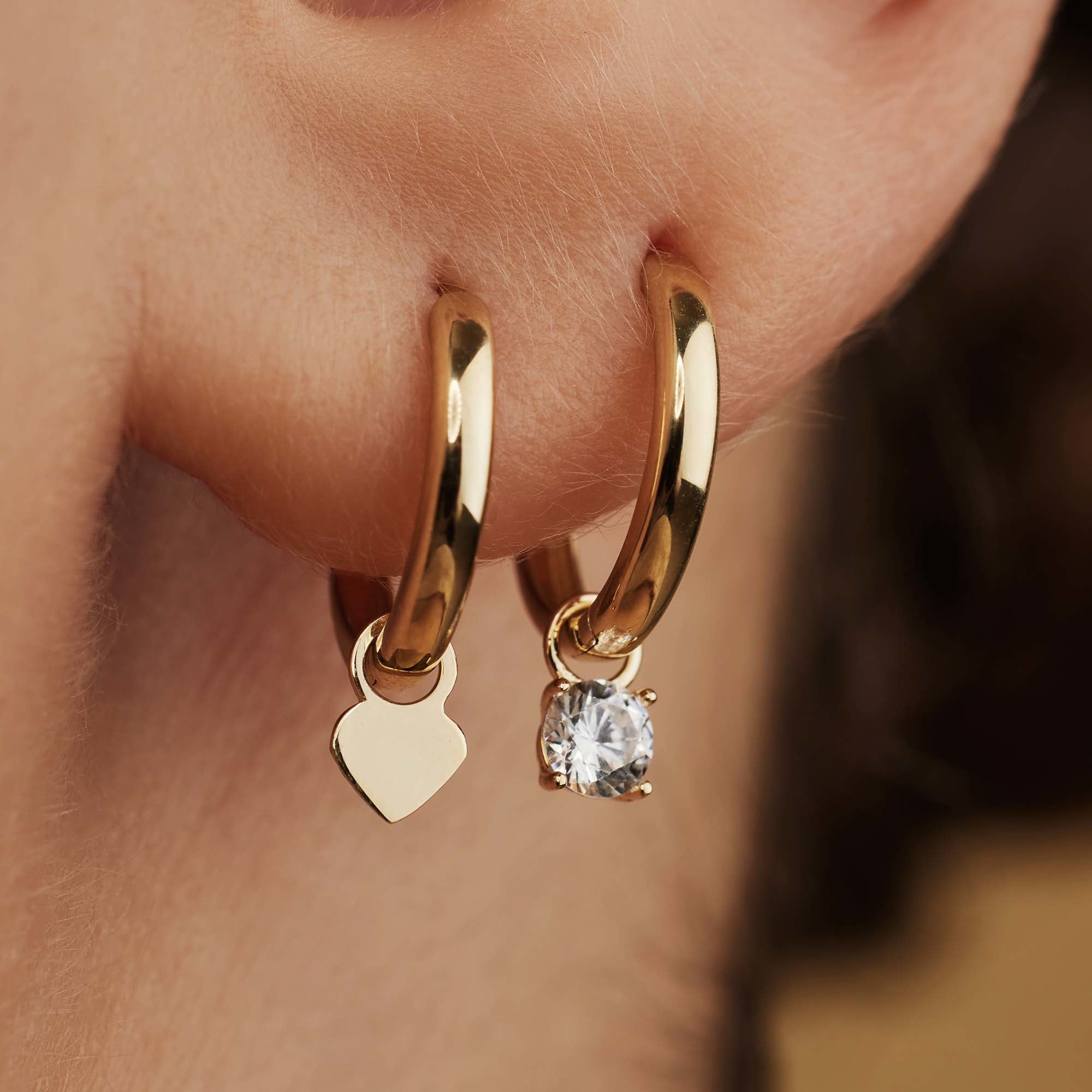 Belleville Amore 14 karat gold hoop earrings with heart