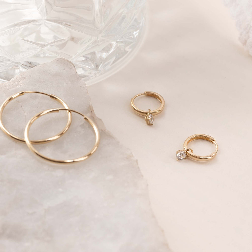 Le Marais Ophélie 14 karat gold hoop earrings with zirconia stone