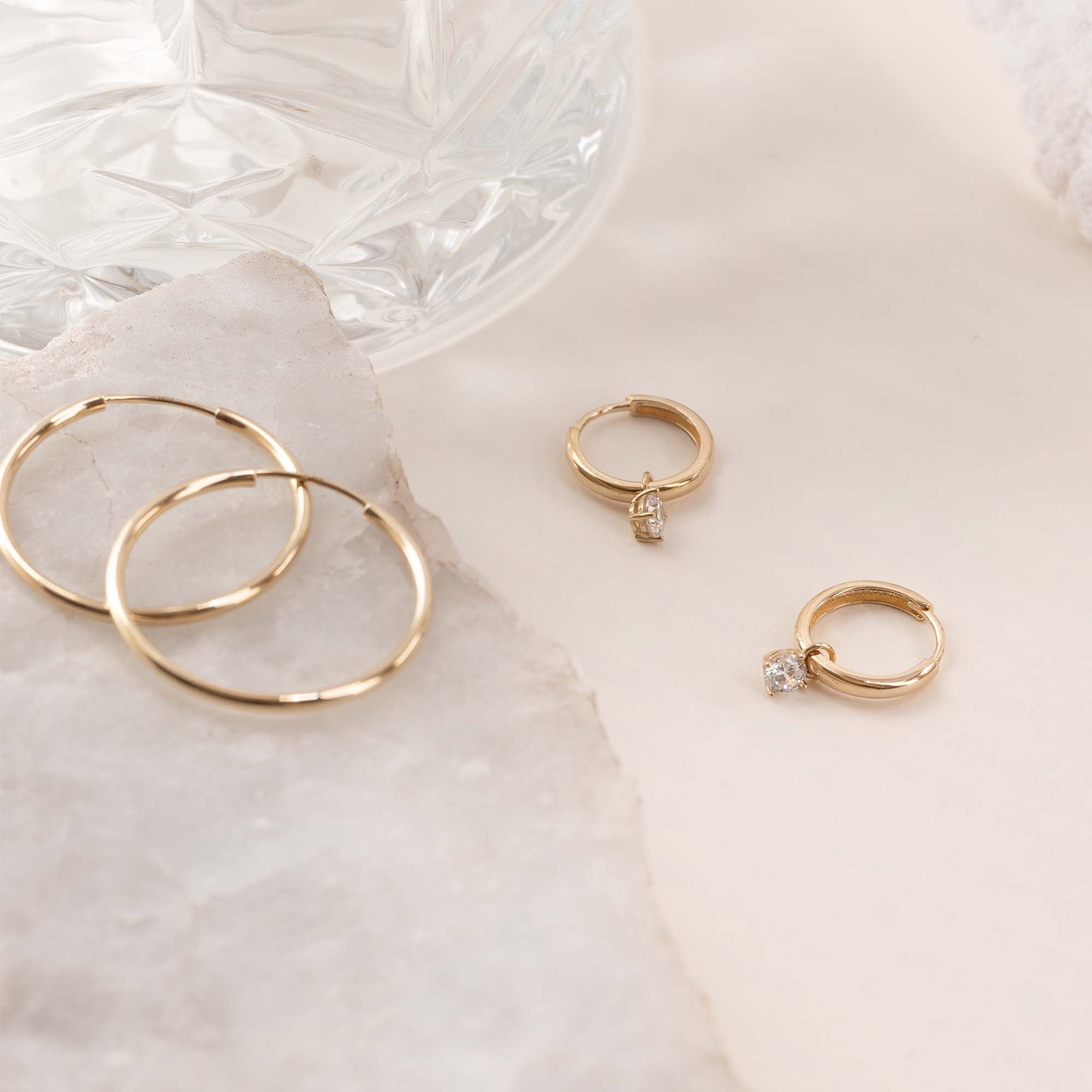 Le Marais Ophélie 14 karat gold hoop earrings with zirconia stone