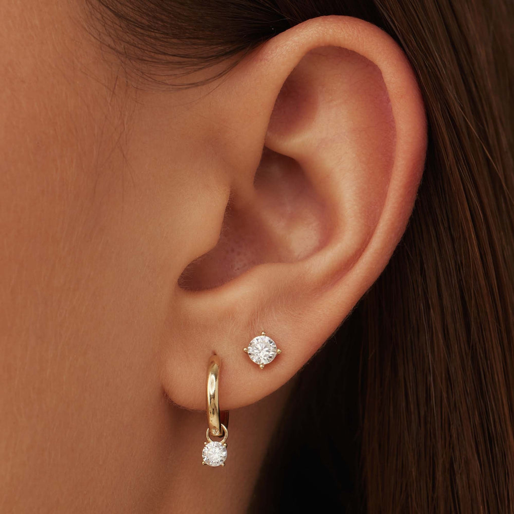 Le Marais Ophélie 14 karat gold hoop earrings with zirconia stone