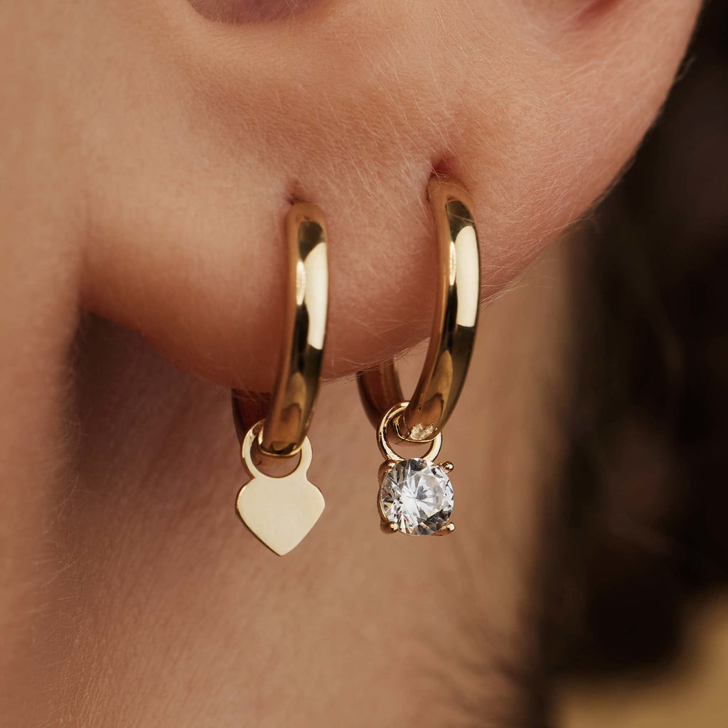 Le Marais Ophélie 14 karat gold hoop earrings with zirconia stone
