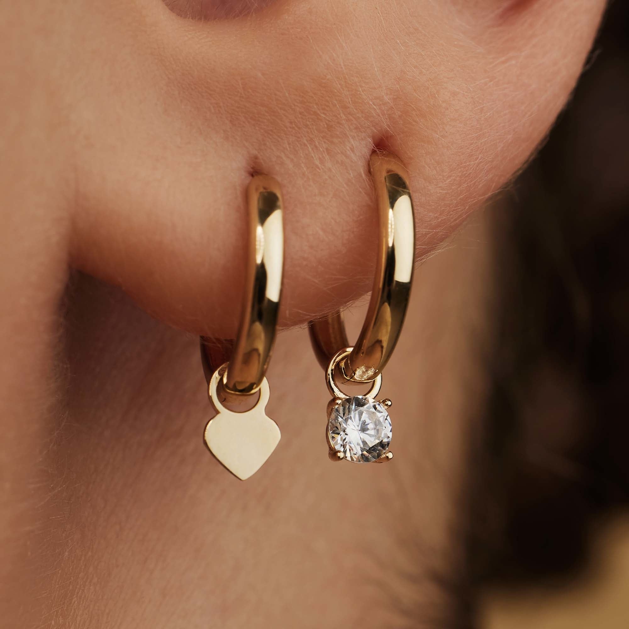 Le Marais Ophélie 14 karat gold hoop earrings with zirconia stone
