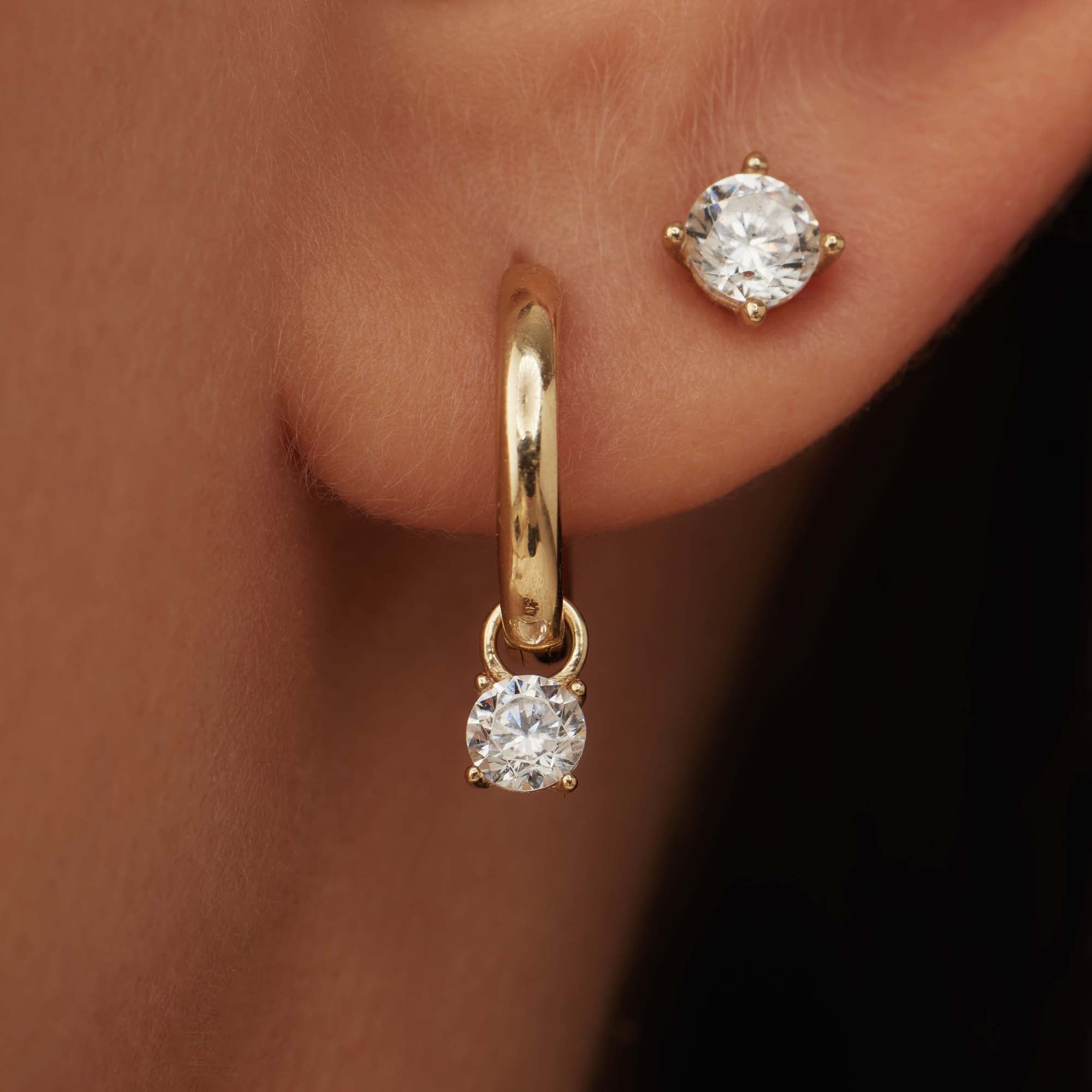 Le Marais Ophélie 14 karat gold hoop earrings with zirconia stone
