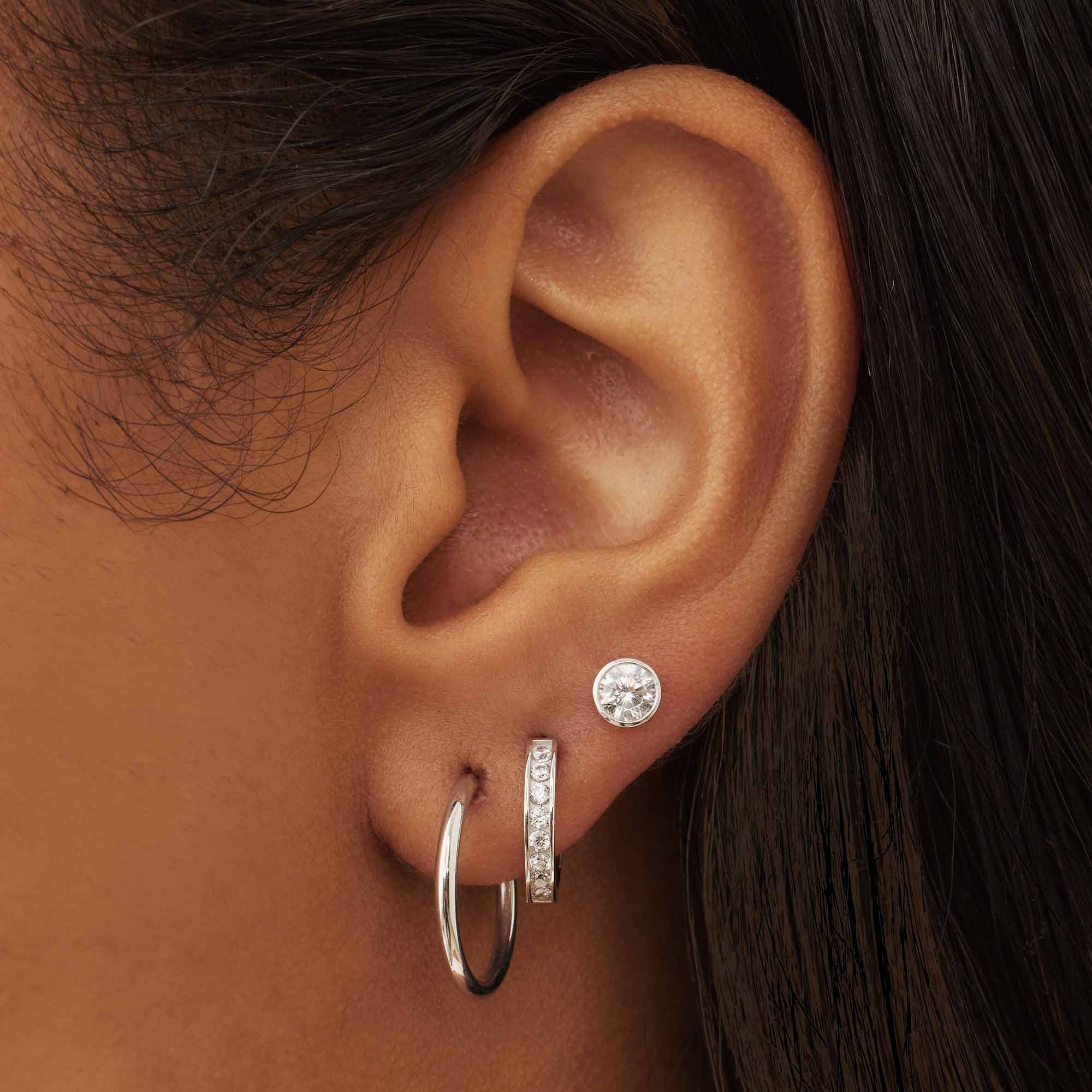 Saint Germain Cerise 14 karat white gold hoop earrings (18 mm)
