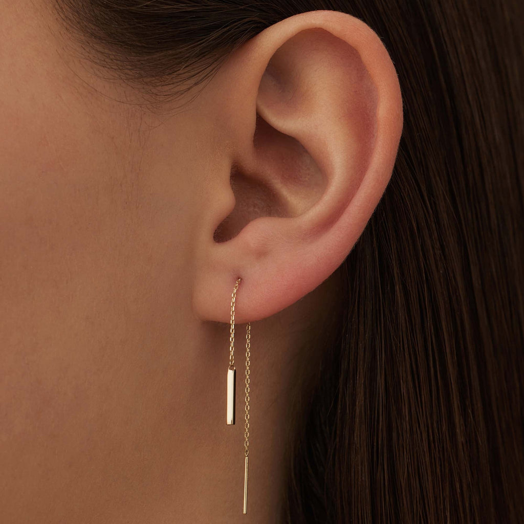 Le Marais Rosalie 14 karat gold pull through earrings with rod