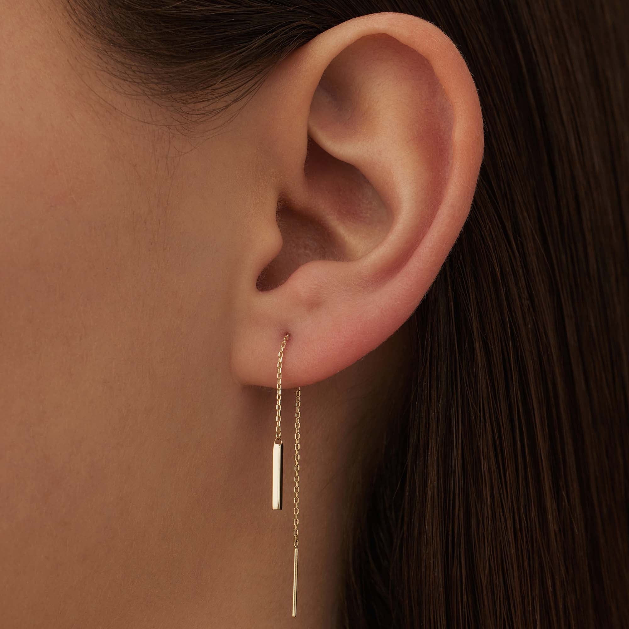 Le Marais Rosalie 14 karat gold pull through earrings with rod