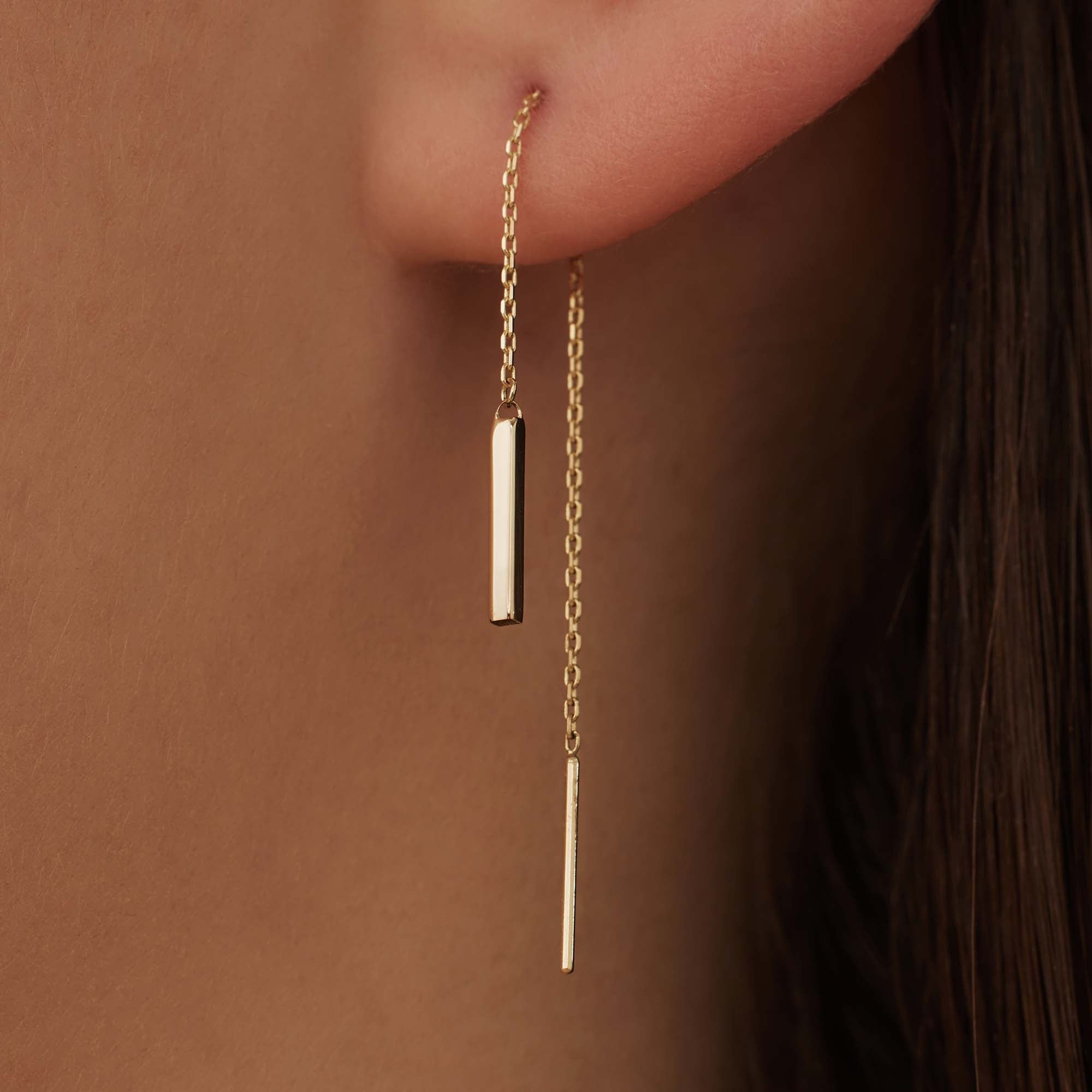 Le Marais Rosalie 14 karat gold pull through earrings with rod