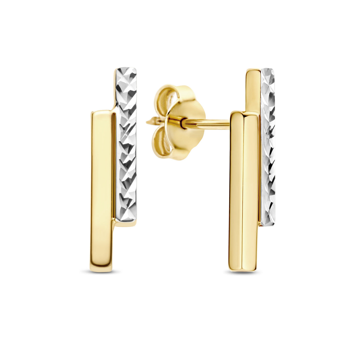 Le Marais Alice 14 karat gold ear studs with diamond cut