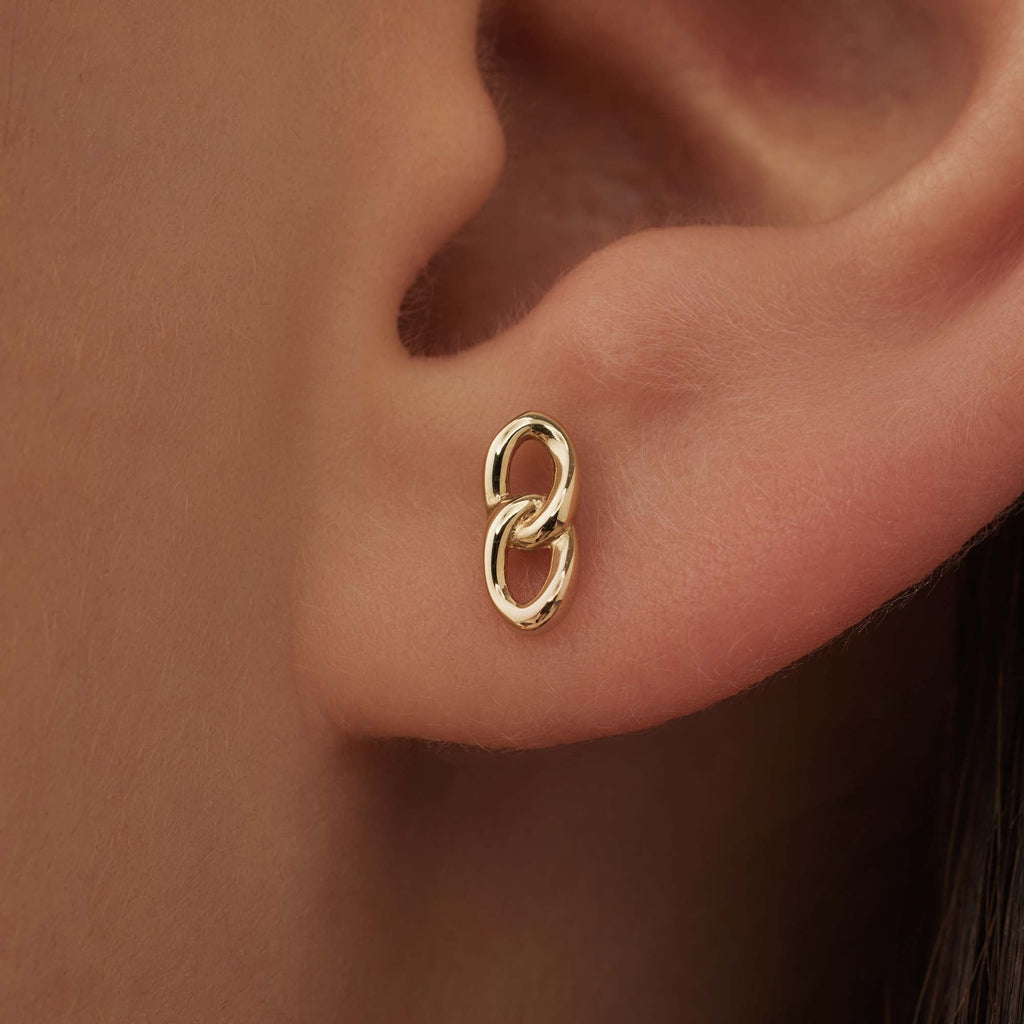 Le Marais Règine 14 karat gold ear studs with chains
