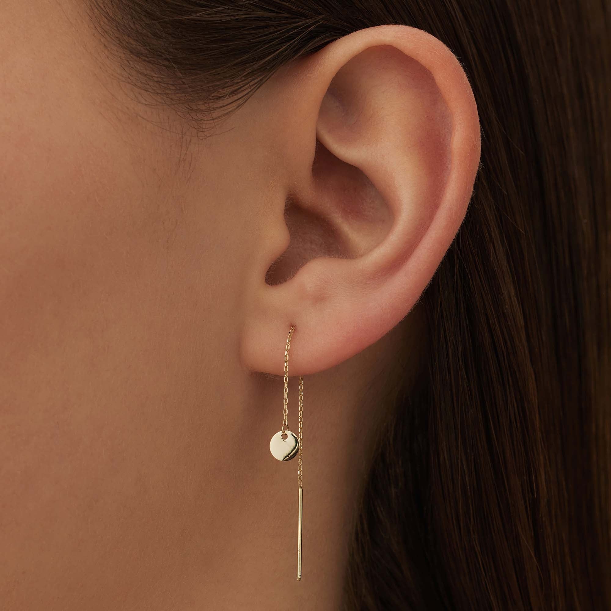 Le Marais Jeanne 14 karat gold pull through earrings with coin