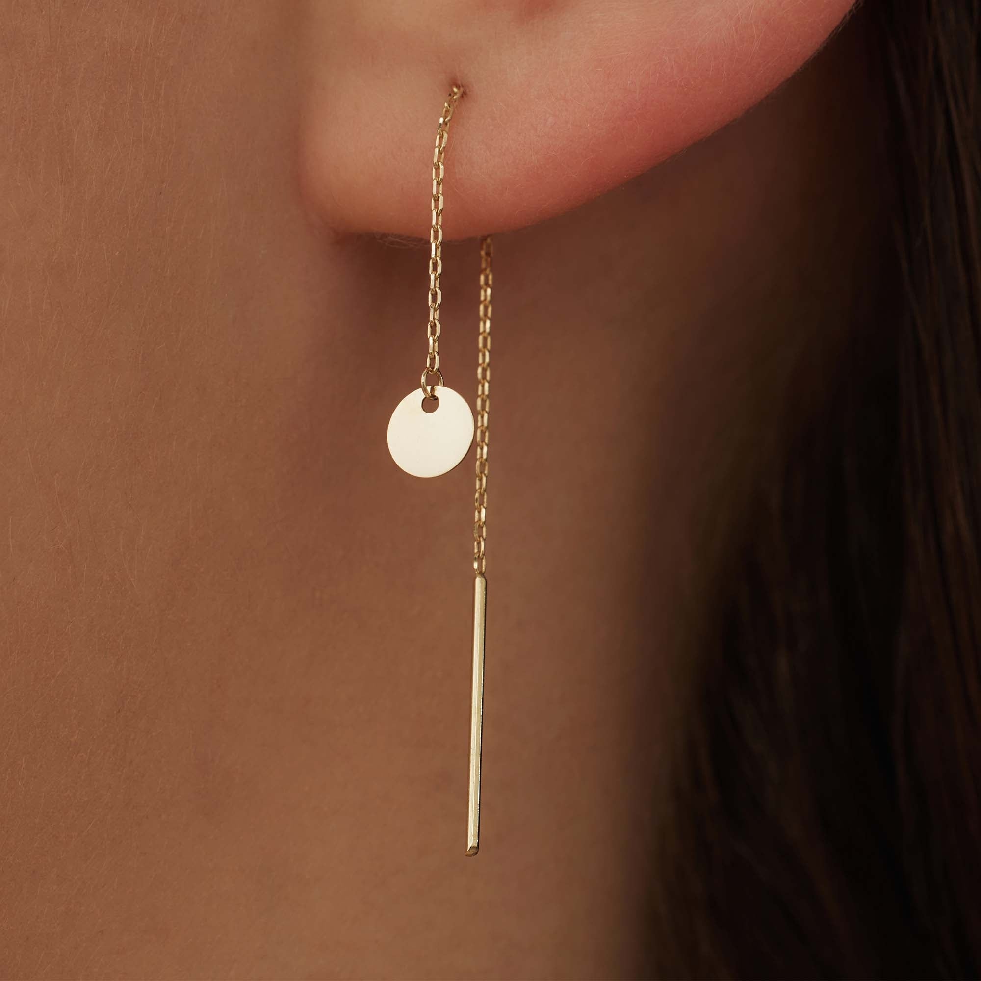 Le Marais Jeanne 14 karat gold pull through earrings with coin