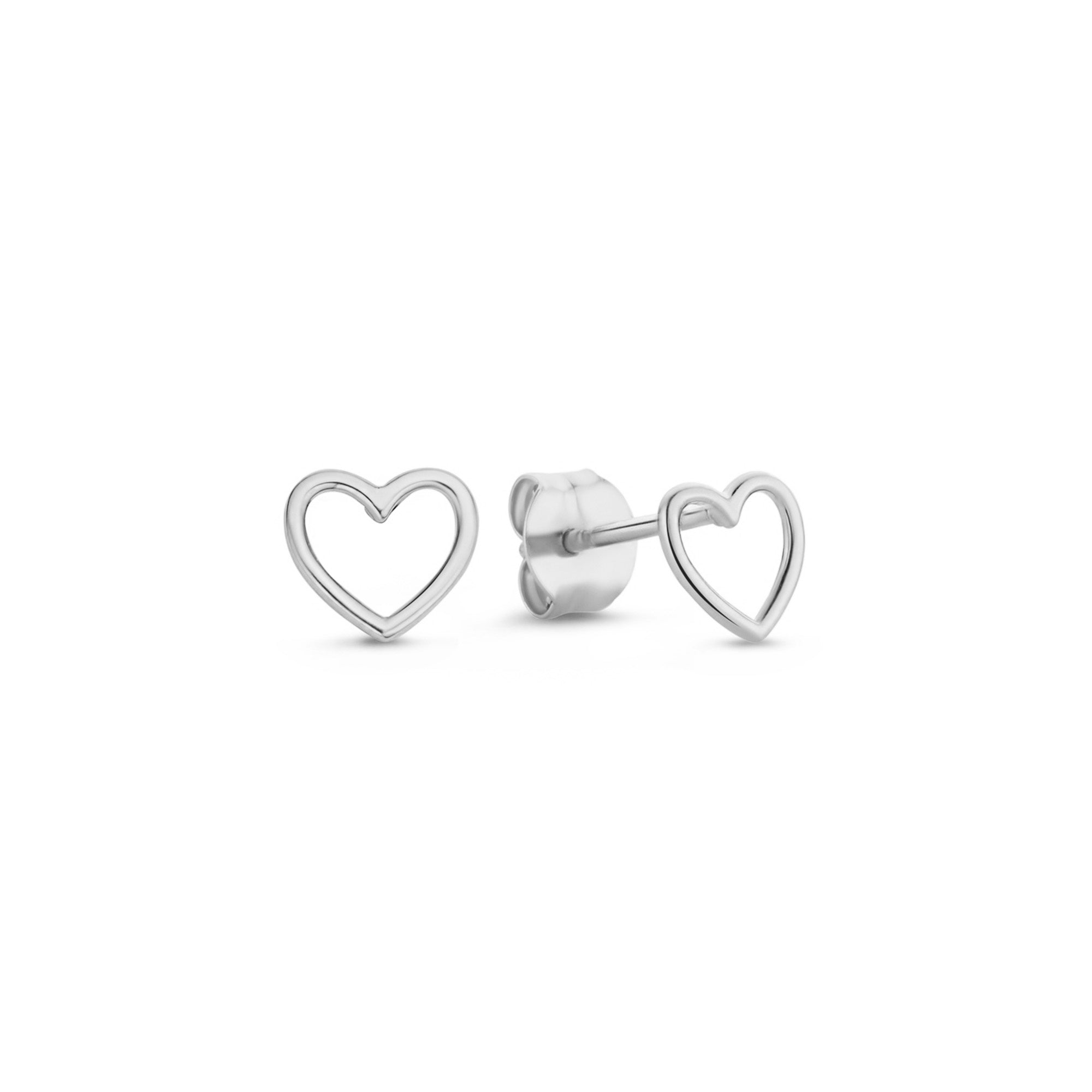 Saint Germain Amore 14 karat white gold ear studs with heart