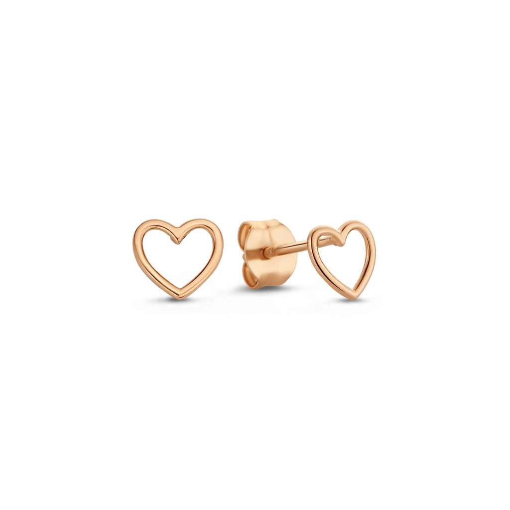 La Concorde Amore 14 karat rose gold ear studs with heart
