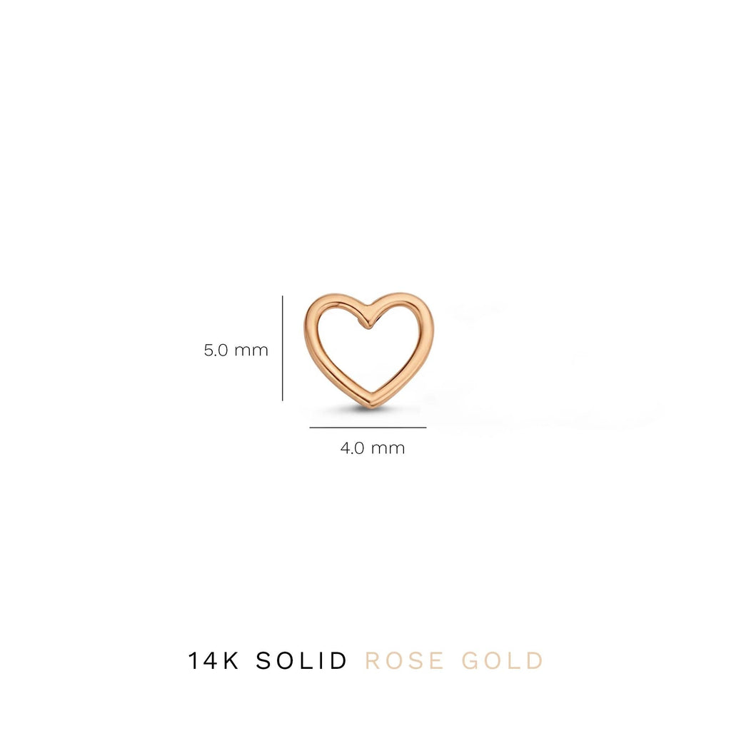 La Concorde Amore 14 karat rose gold ear studs with heart