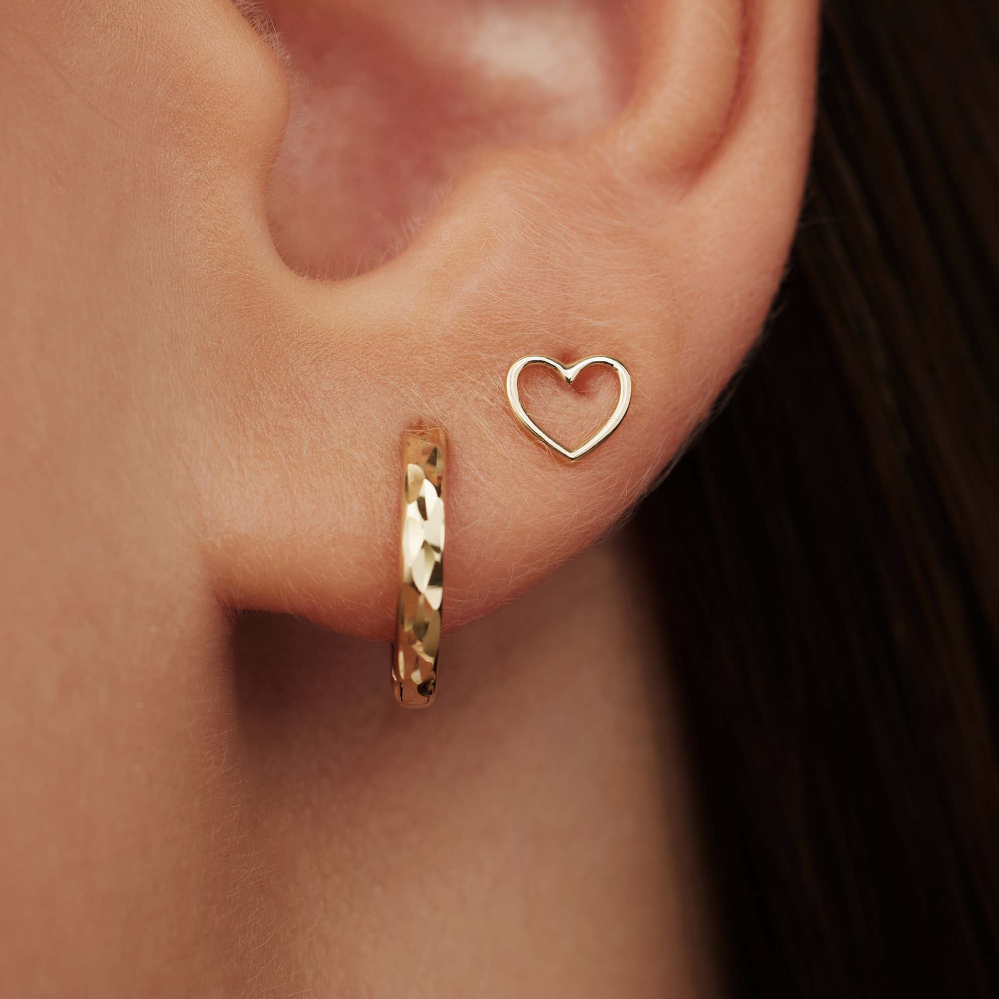 Belleville Amore 14 karat gold ear studs with heart