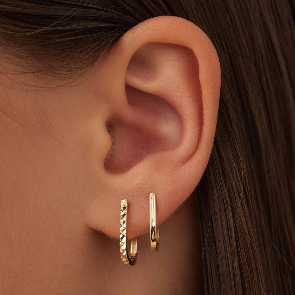 Rivoli Laura 14 karat gold drop earrings with diamond cut