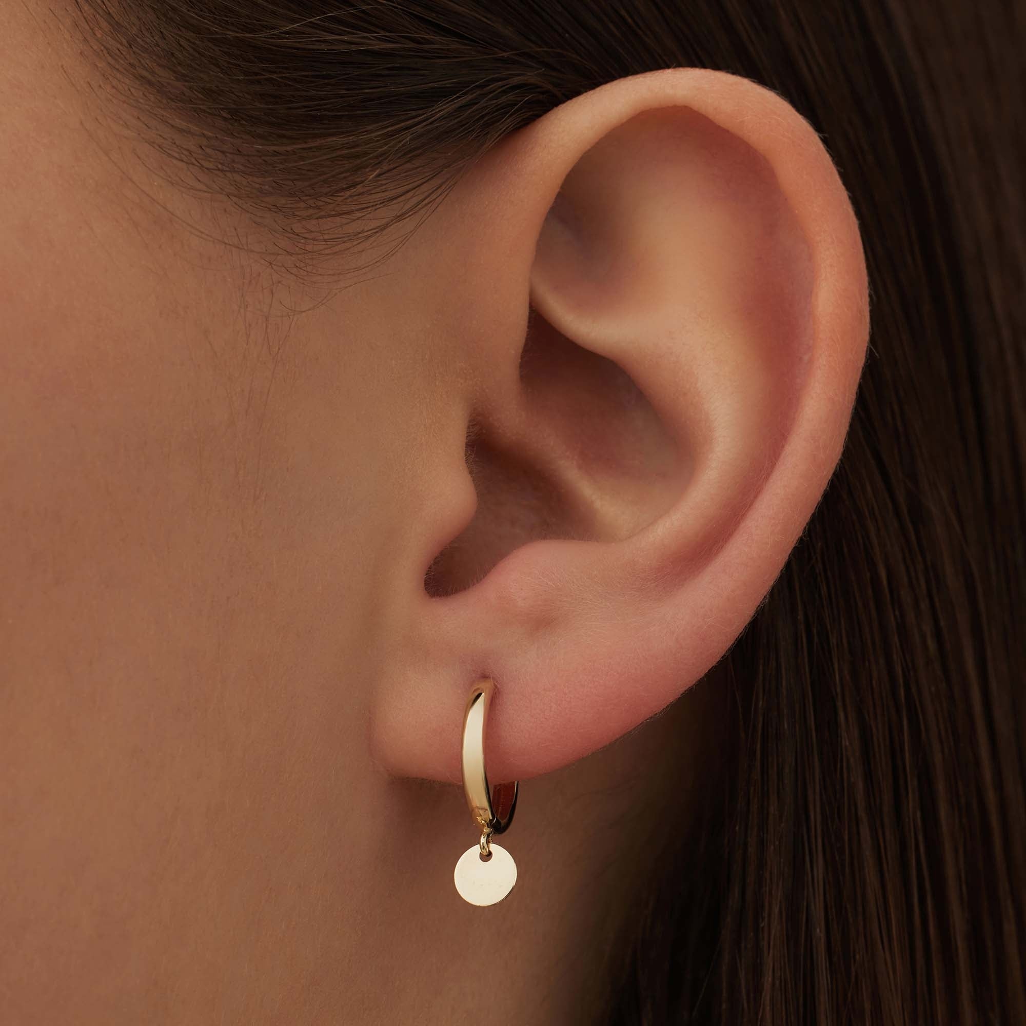 Le Marais Jeanne 14 karat gold hoop earrings with coin
