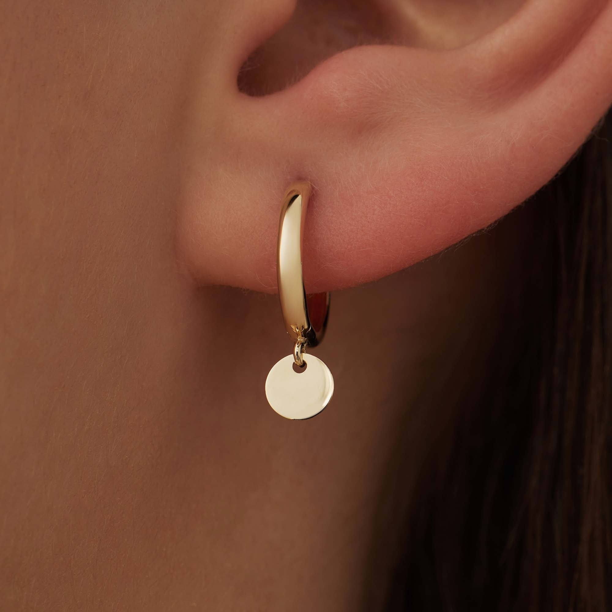 Le Marais Jeanne 14 karat gold hoop earrings with coin
