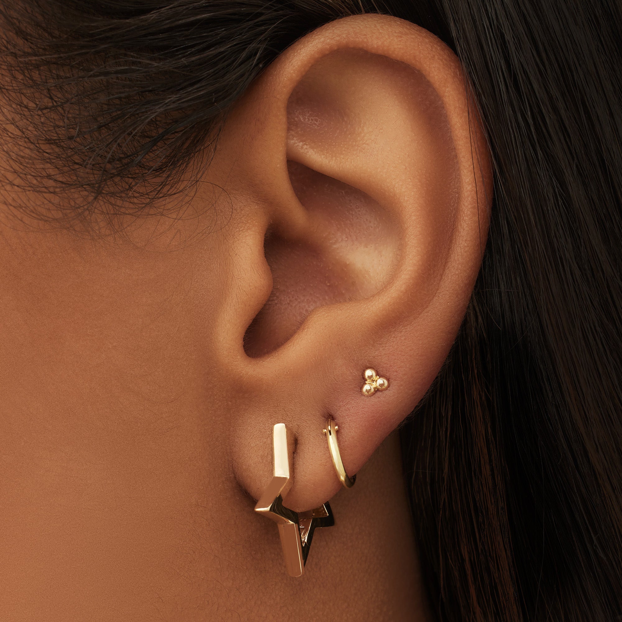 Monceau Juene 14 karat gold star earrings