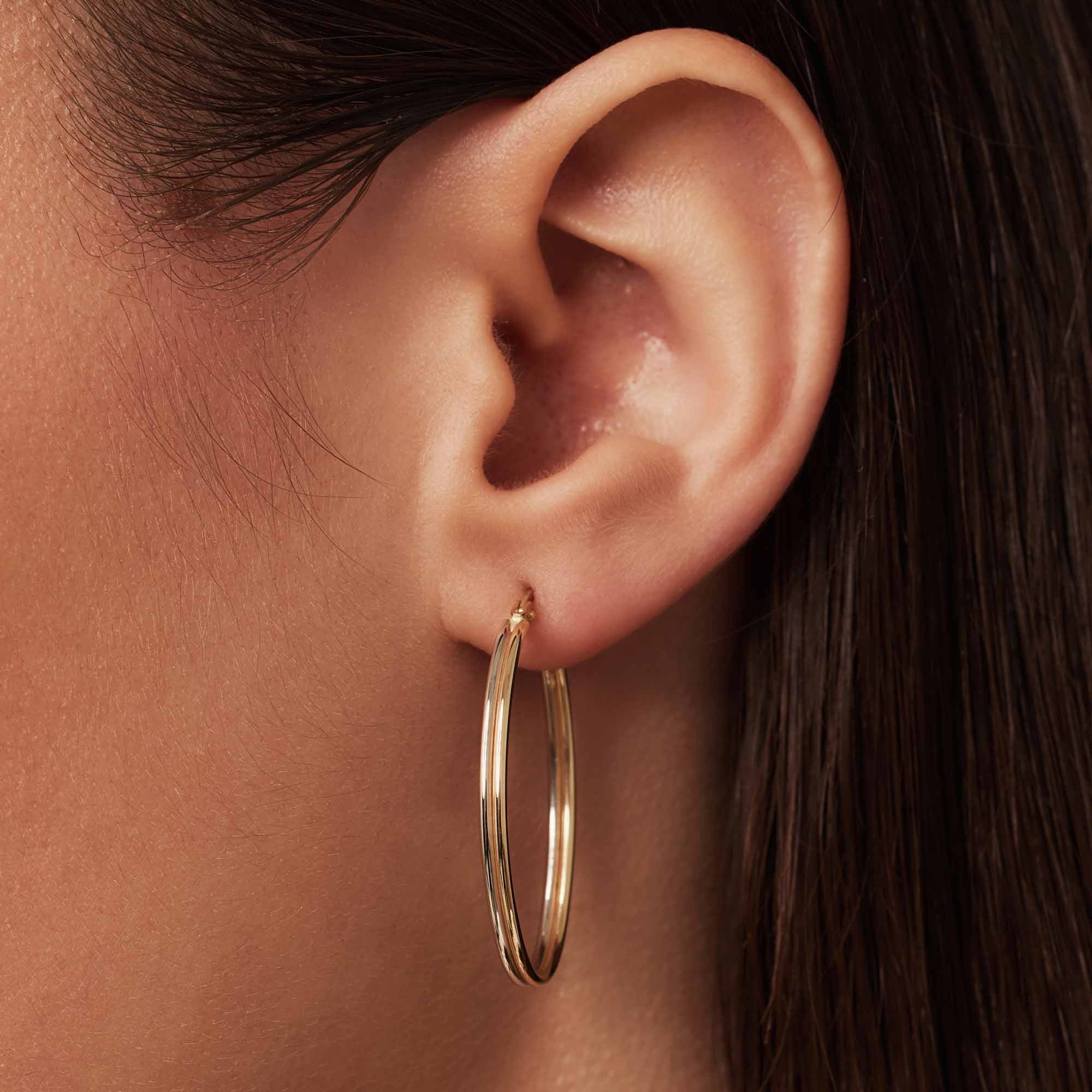 Rivoli Flori 14 karat gold hoop earrings (34 mm)