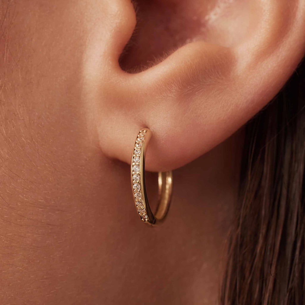 Le Marais Merle 14 karat gold hoop earrings with zirconia (15 mm)