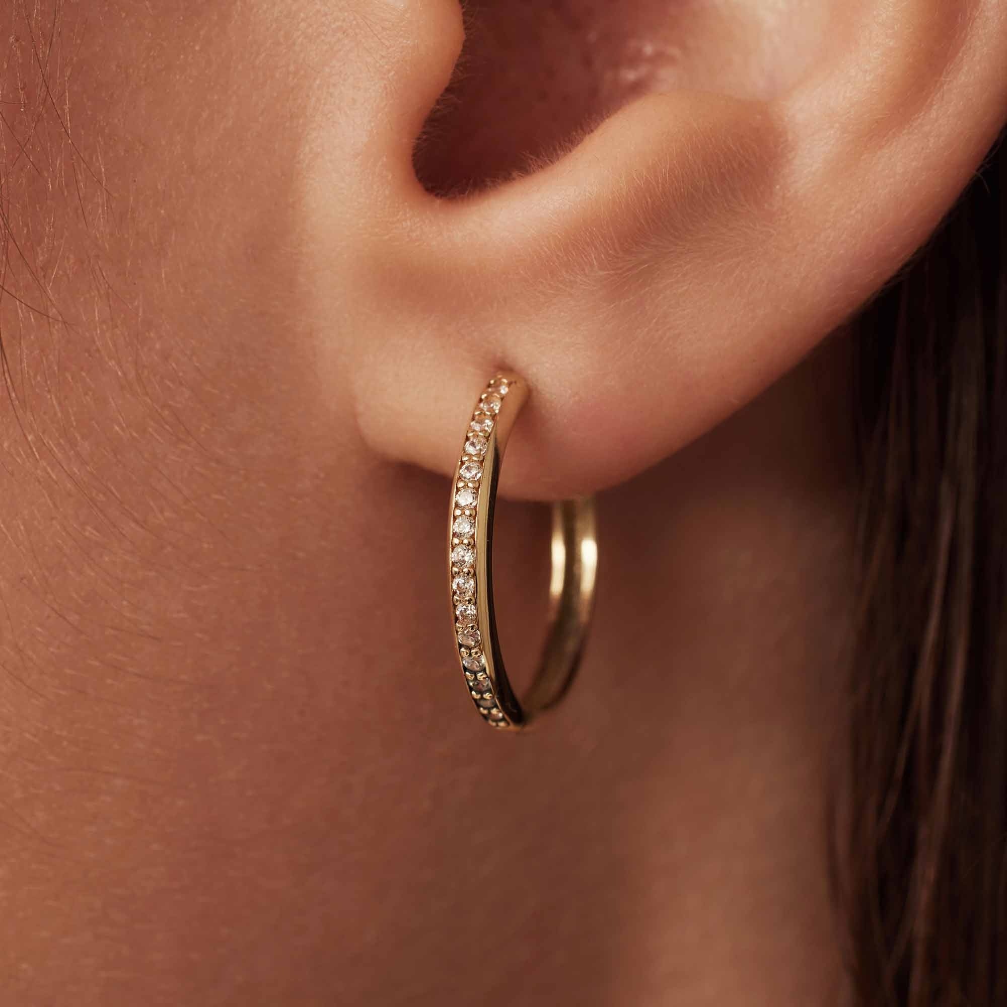Le Marais Merle 14 karat gold hoop earrings with zirconia (17.5 mm)