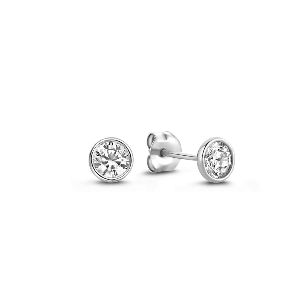 Saint Germain Juliette 14 karat white gold ear studs with zirconia