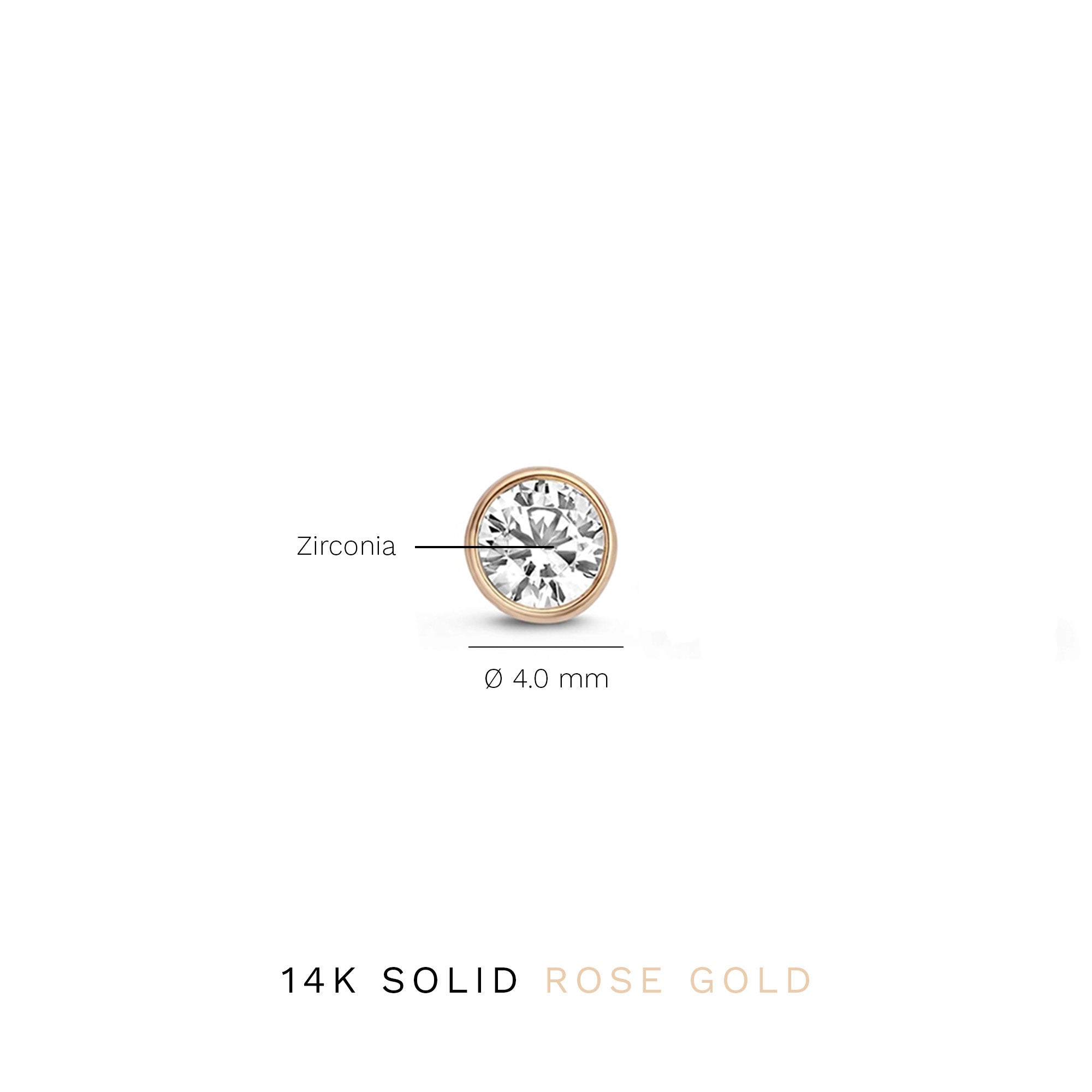La Concorde Juliette 14 karat rose gold ear studs with zirconia stone