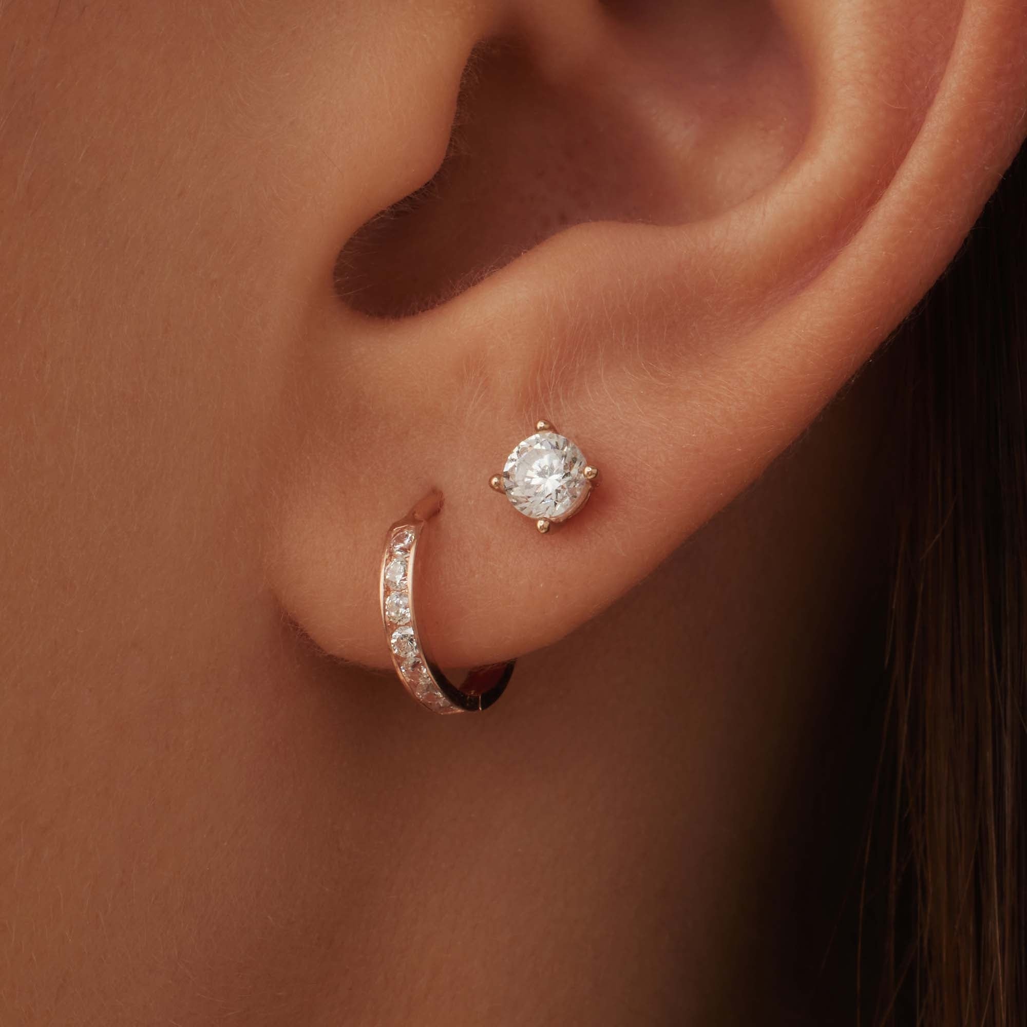 Cadeau d'Isabel 14 karat rose gold earring set with zirconia stones
