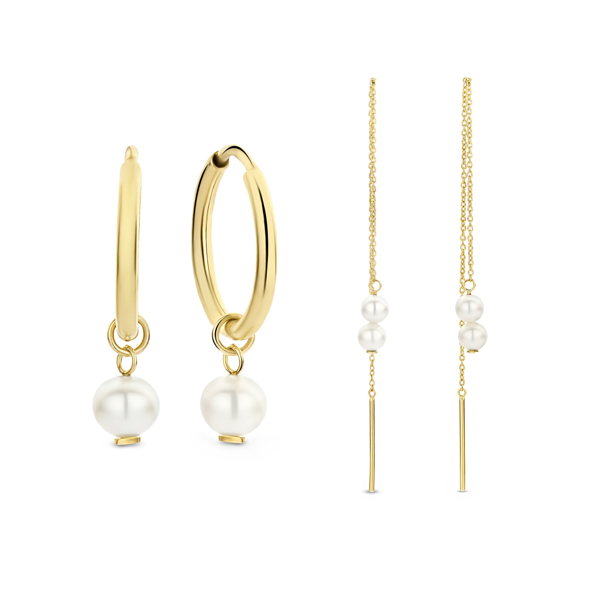 Cadeau d'Isabel 14 karat gold earring set with freshwater pearls