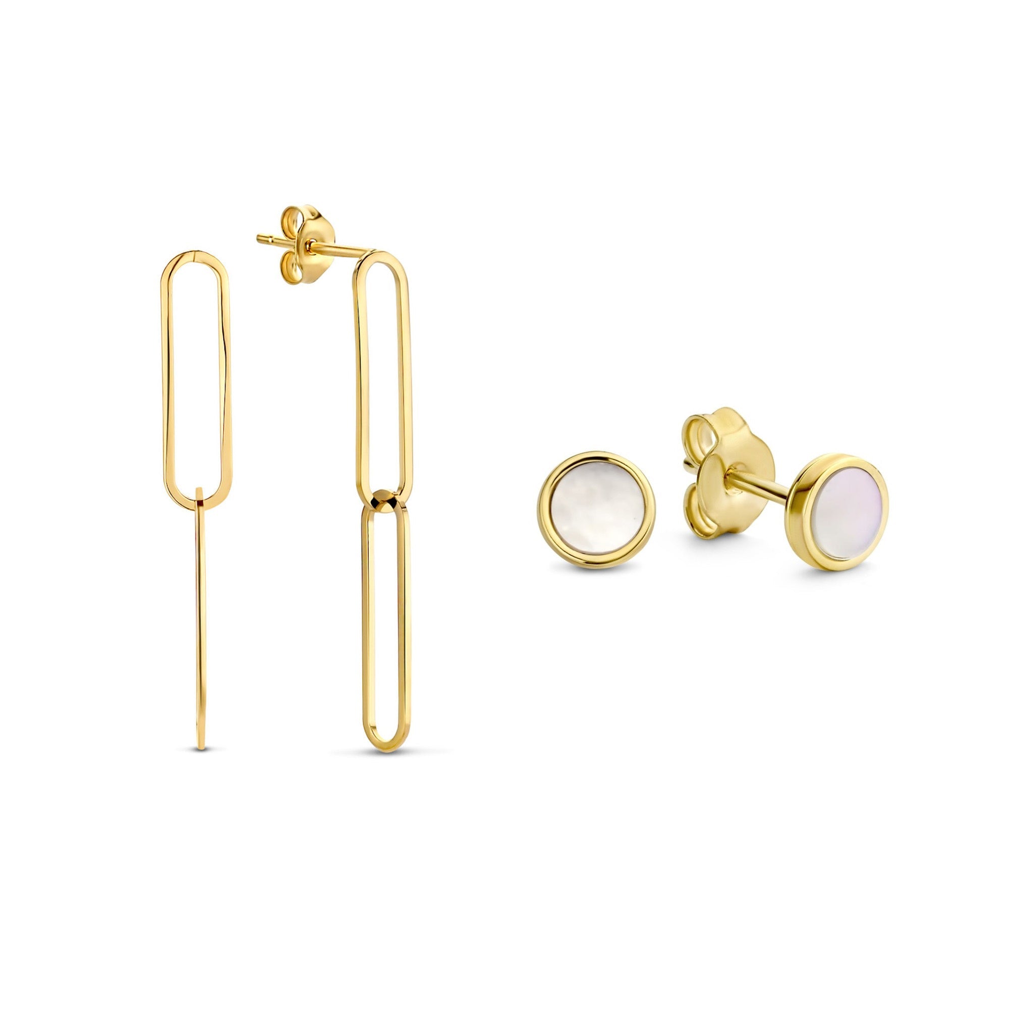 Cadeau d'Isabel 14 karat gold earring set with freshwater pearls